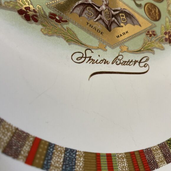 Pottery Barn Appetizer Plates Simion Batt‎ Fireside Club Salad EUC Cigar Theme - Picture 9 of 9